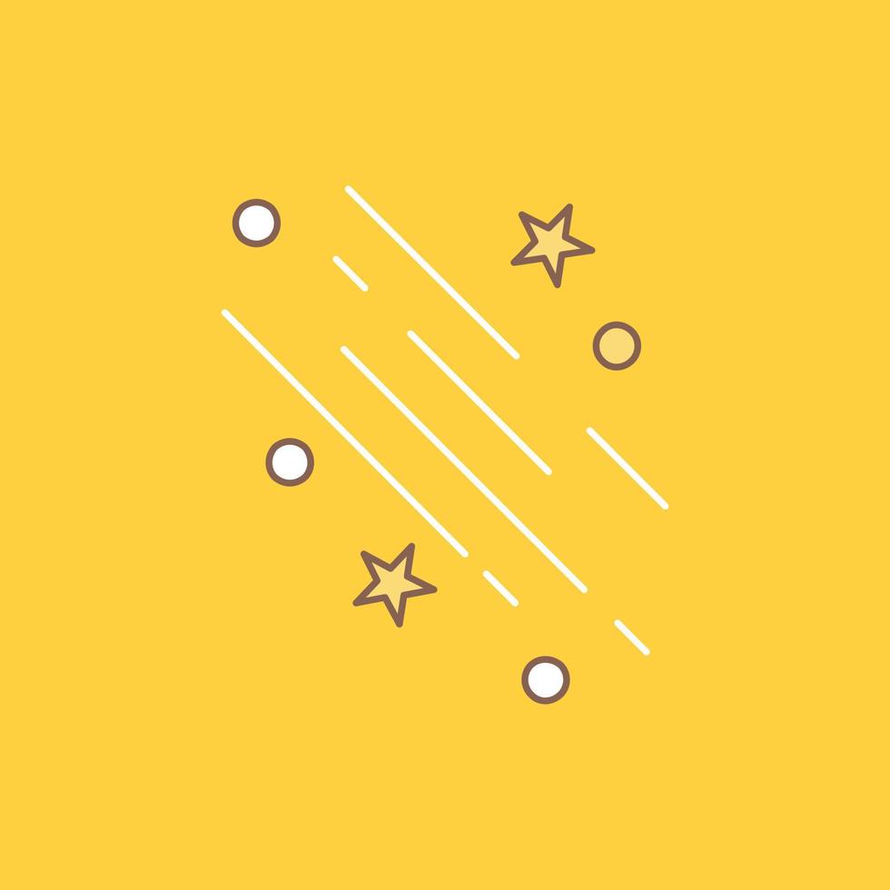 star. shooting star. falling. space. stars Flat Line Filled Icon. Beautiful Logo button over yellow background for UI and UX. website or mobile application vector