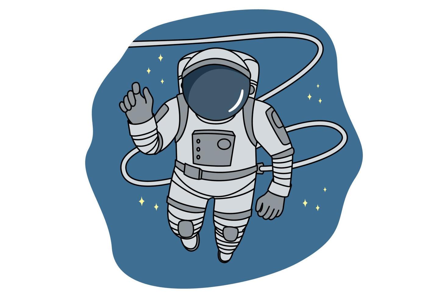 astronauta en traje espacial volando en universo abierto. cosmonauta en traje espacial en el cosmos. astrología y ciencia. ilustración vectorial vector