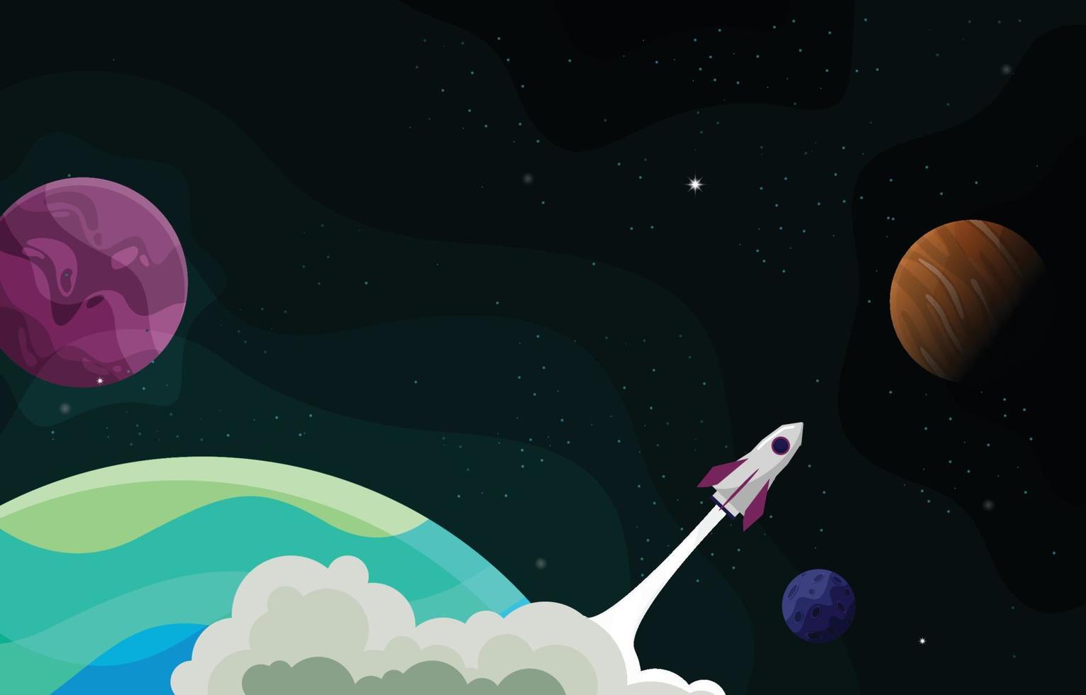 Rocket Outer Space Craft Planet Stars Adventure Background vector