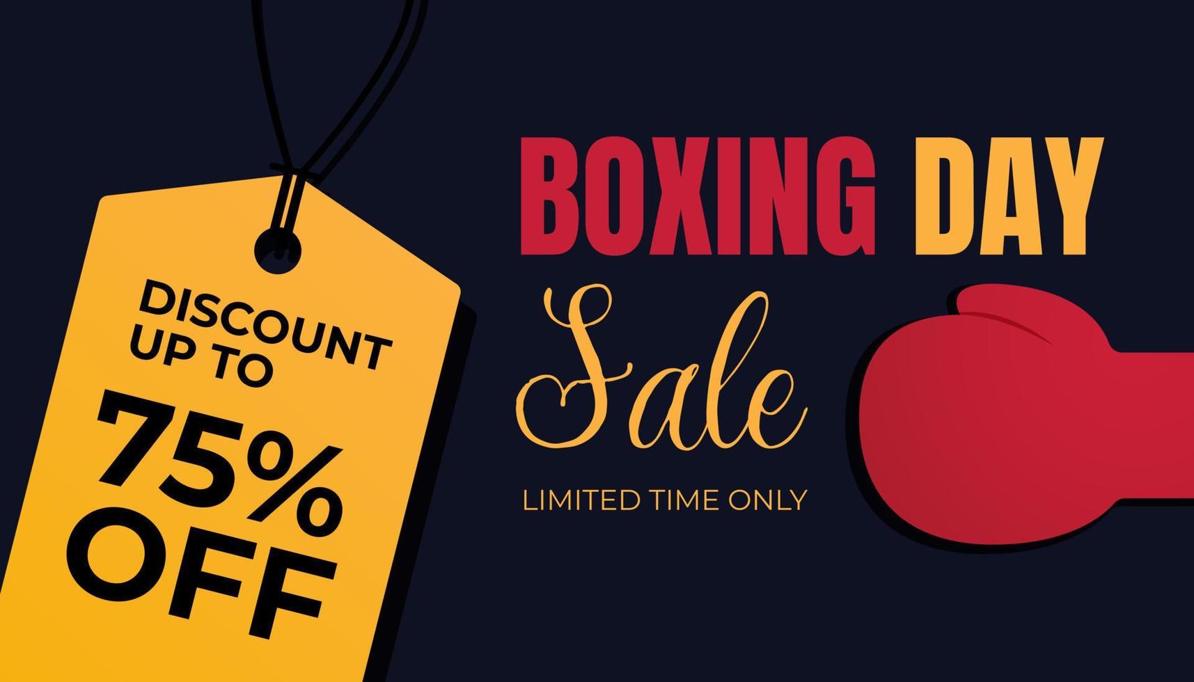 Boxing Day sale banner illustration with price tag label and boxing gloves on isolated background vector
