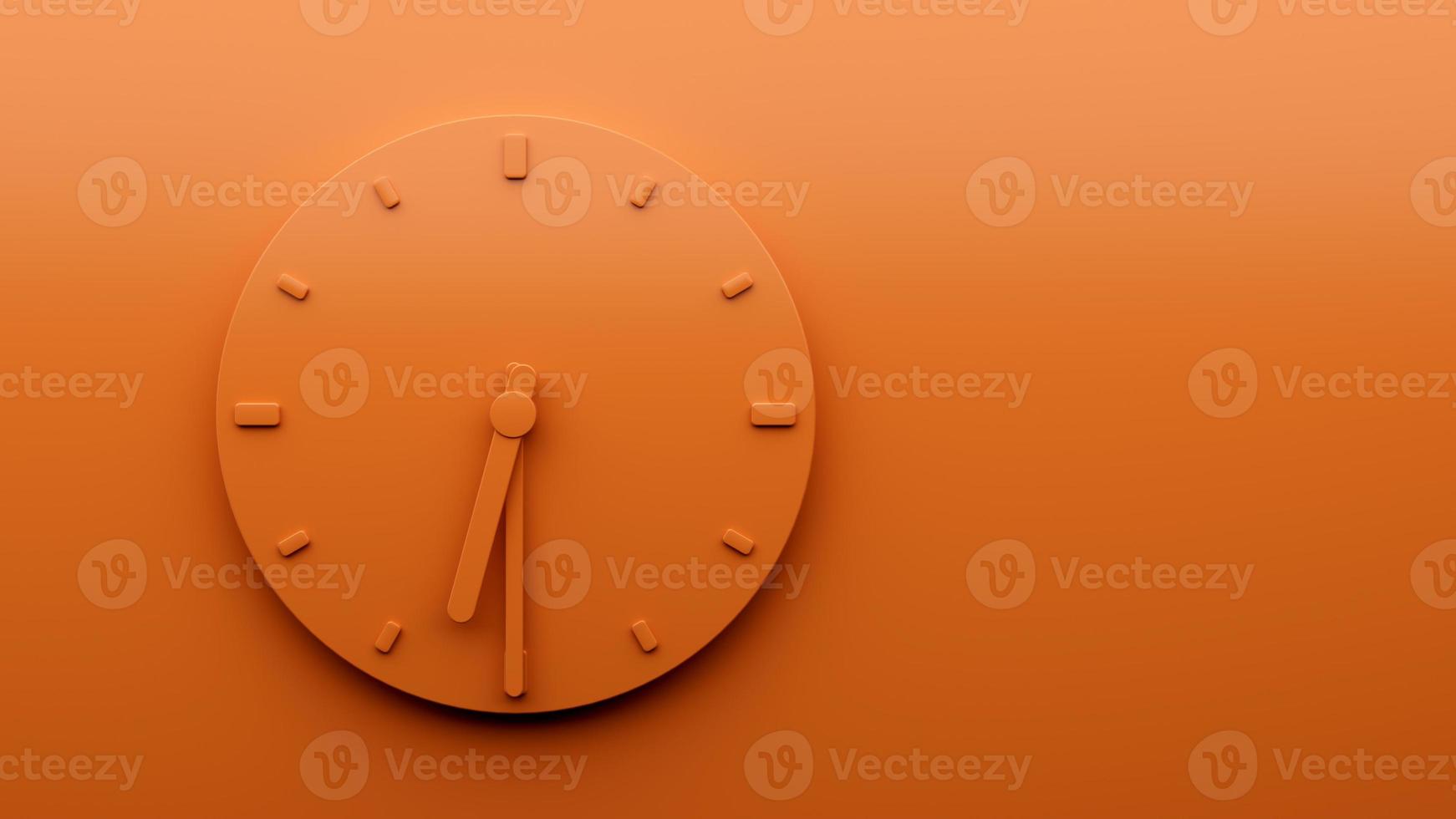 Minimal Orange clock 6 30 Half past Six o'clock abstract Minimalist wall clock 18 30 3d Illustration photo