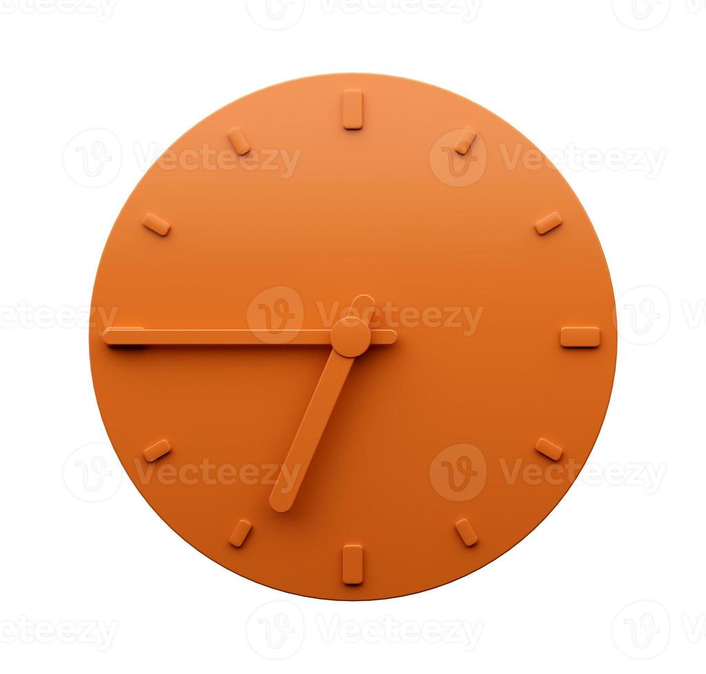 Minimal Orange clock 6 45 o clock quarter to Seven abstract Minimalist wall clock 3d Illustration photo