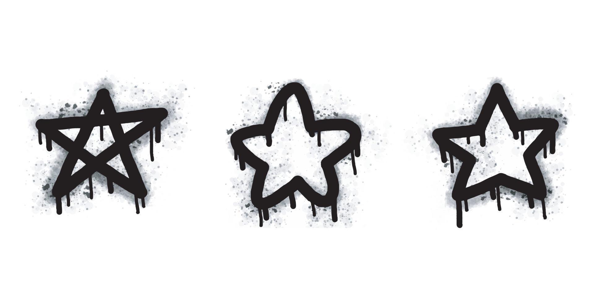 Spray graffiti star symbol painted black on white. Star symbol. isolated on a white background. vector illustration