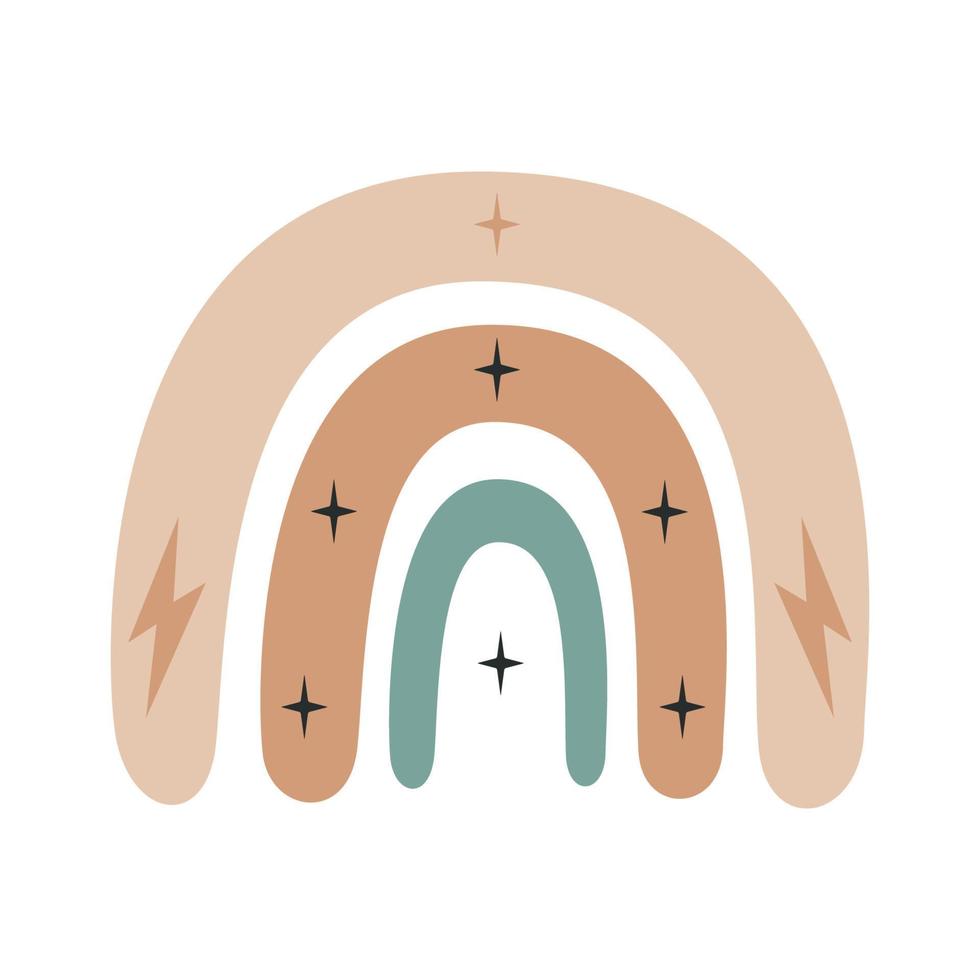 ilustración de boho hippie de vector plano. arco iris maravilloso retro dibujado a mano