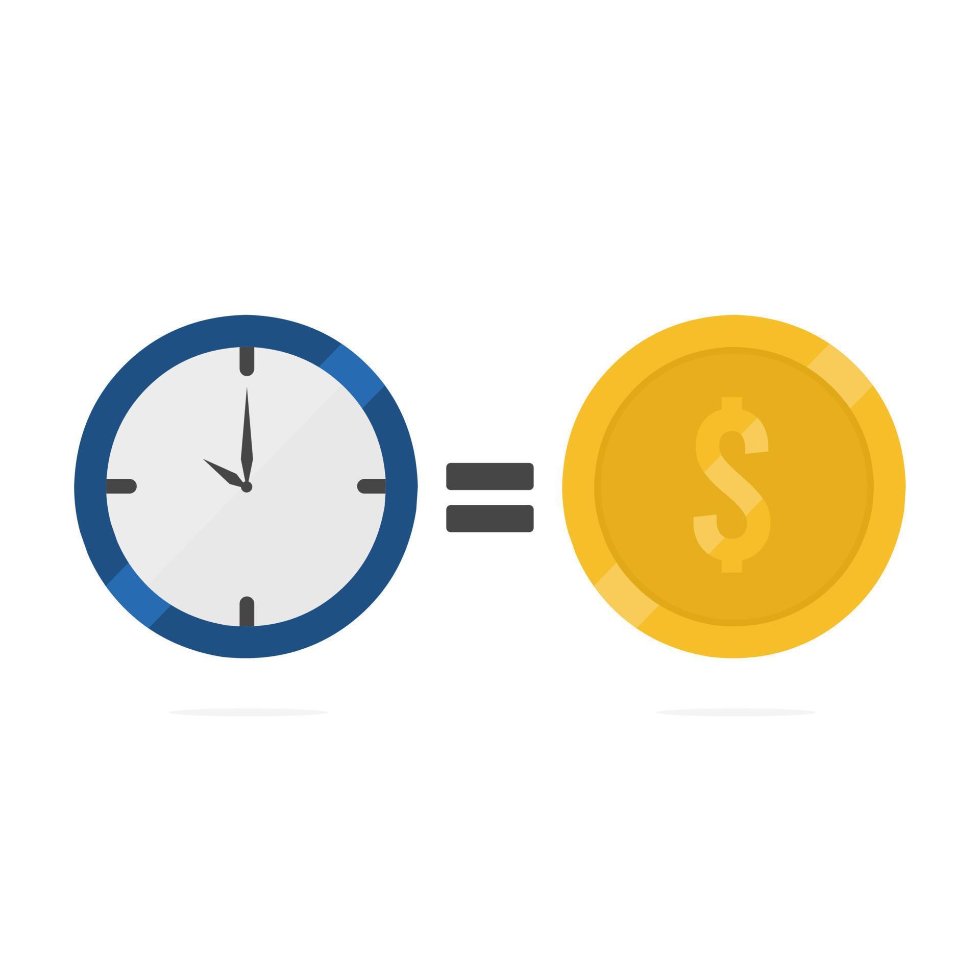 flat illustration of clock equals coins meaning time is money 12972011