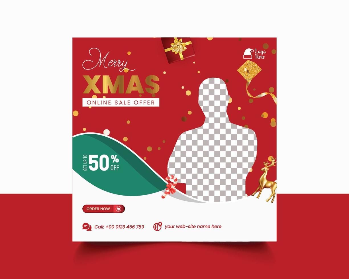 Christmas sale social media post banner ad  web banner and square flyer template vector