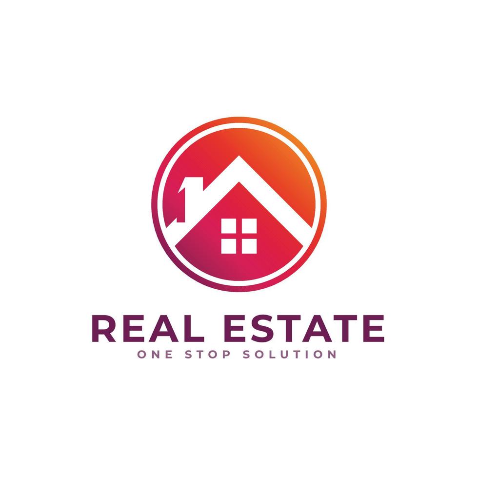 logotipo de bienes raíces de color degradado vector