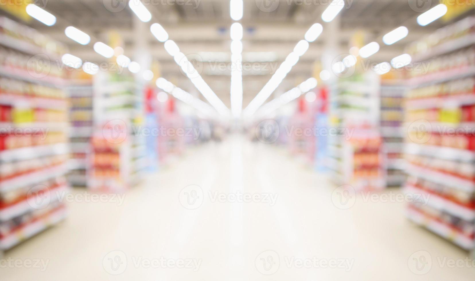 supermarket aisle and shelves blurred background photo