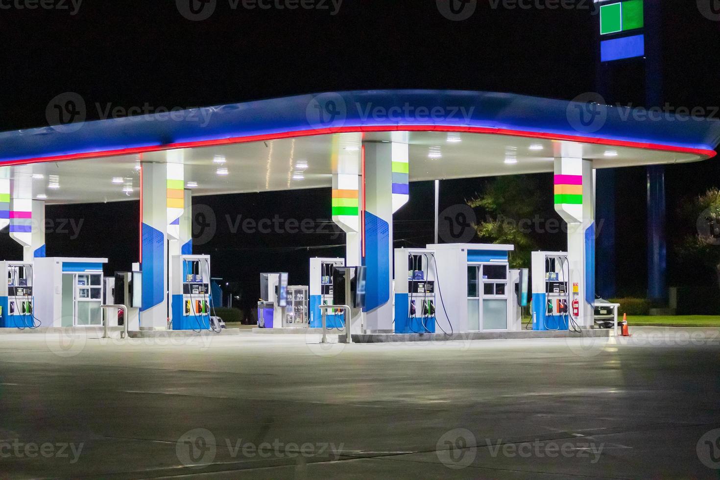 Petrol gas station at night photo