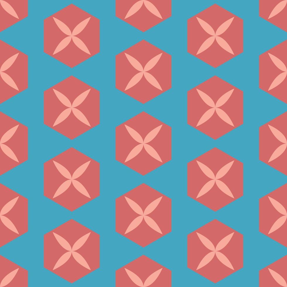 Seamless geometric pattern with hexagons and leaves. vector illustration