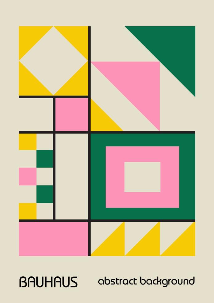 afiches de diseño geométrico mínimos de los años 20, arte mural, plantilla, diseño con elementos de formas primitivas. fondo de patrón retro bauhaus, círculo abstracto vectorial, triángulo y arte de línea cuadrada. vector