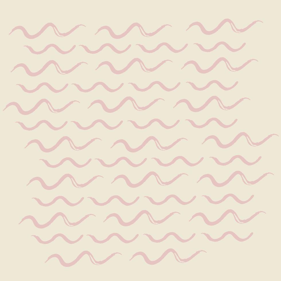 Beige square background with hand-drawn waves, background in beige and pink tones vector