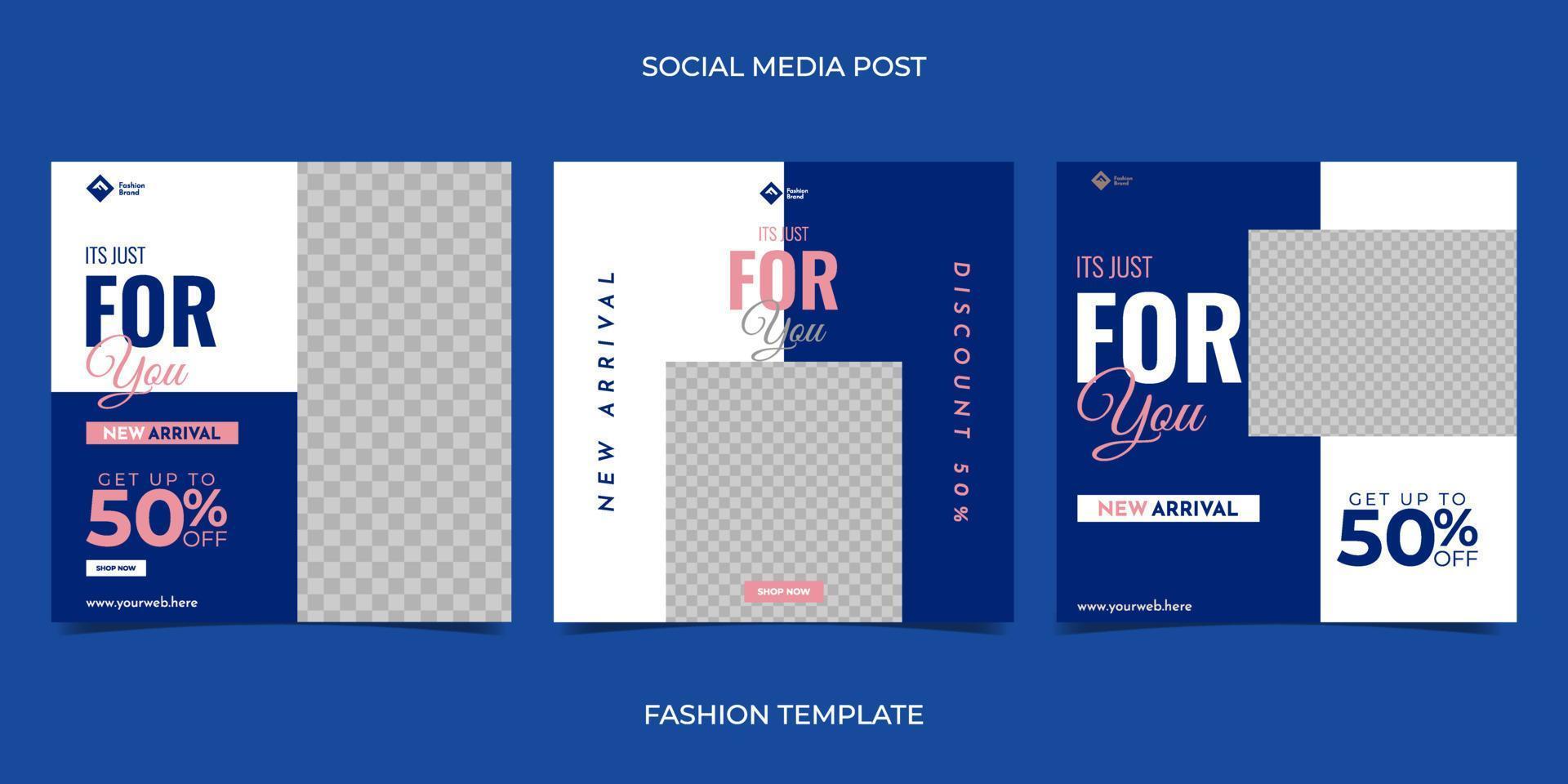 Fashion sale for social media feed template. Suitable for web internet ads, promotion brand, sale promotion, etc. vector