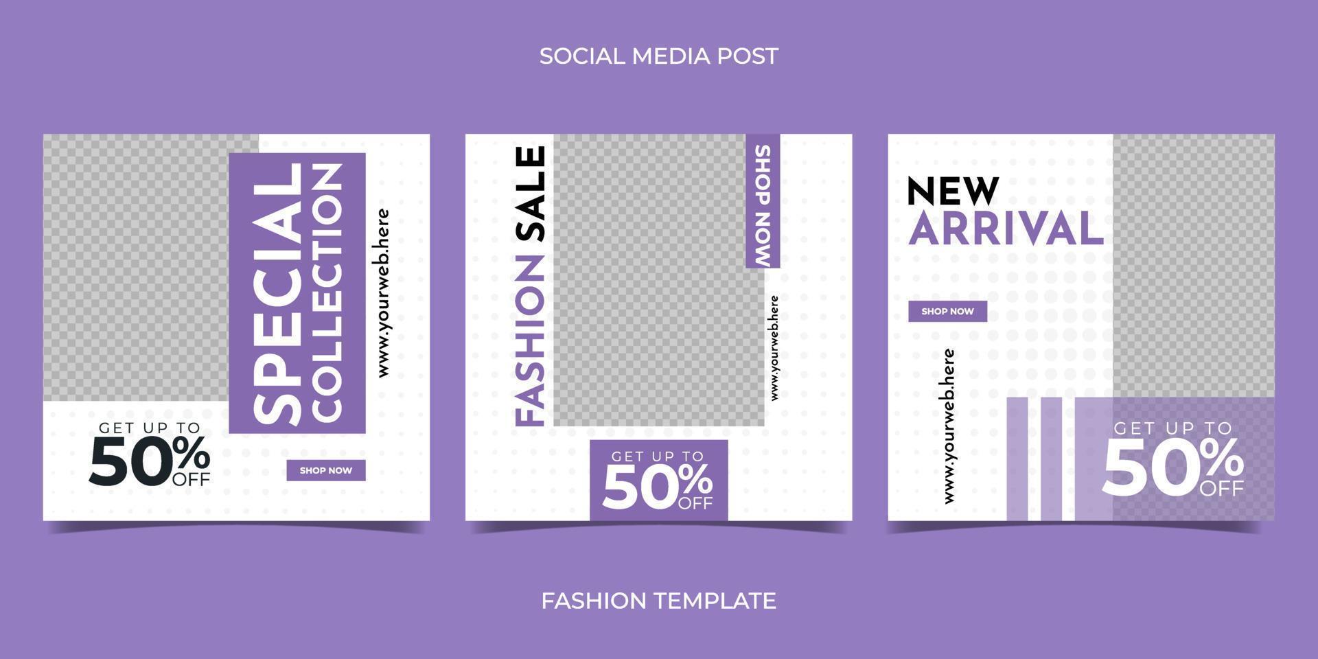 Fashion sale for social media feed template. Suitable for web internet ads, promotion brand, sale promotion, etc. vector