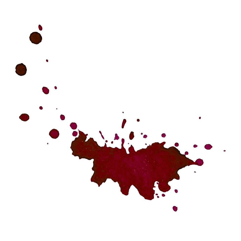 Drops of watercolor splashes, from wine, blood, paint, red burgundy color. vector