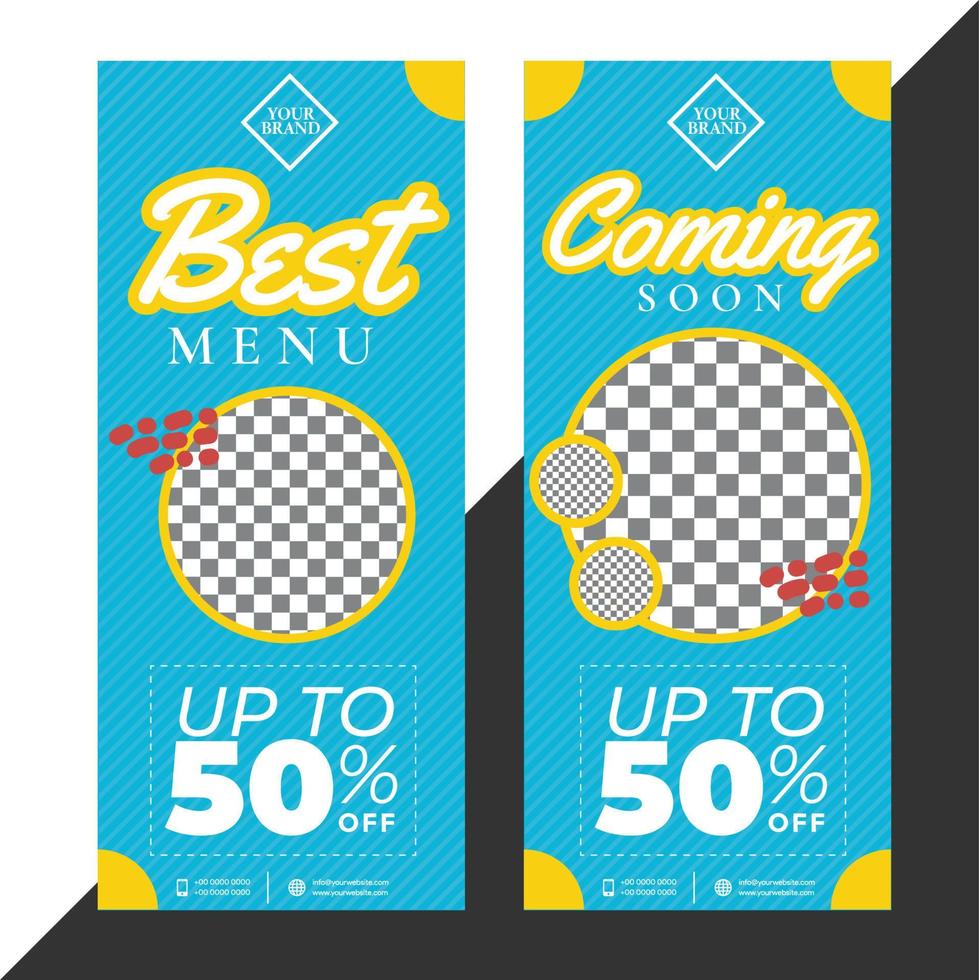 Social Media post Best Menu Blue banner vertical vector