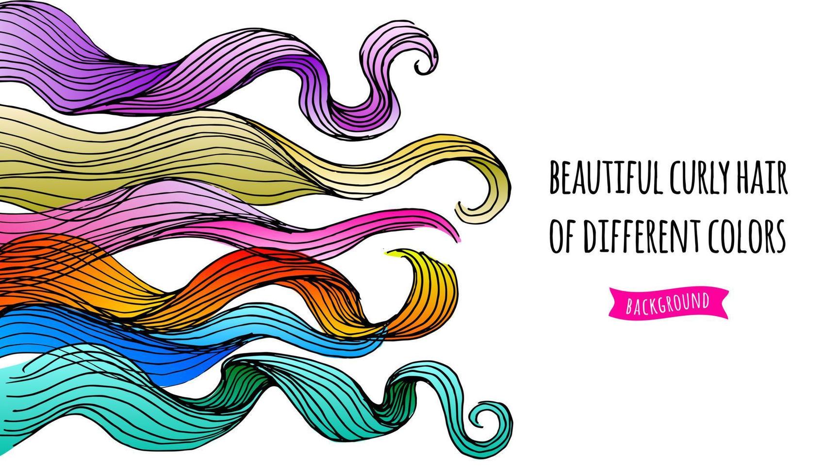 Beautiful curly hair of different colors background 12974096 Vector Art