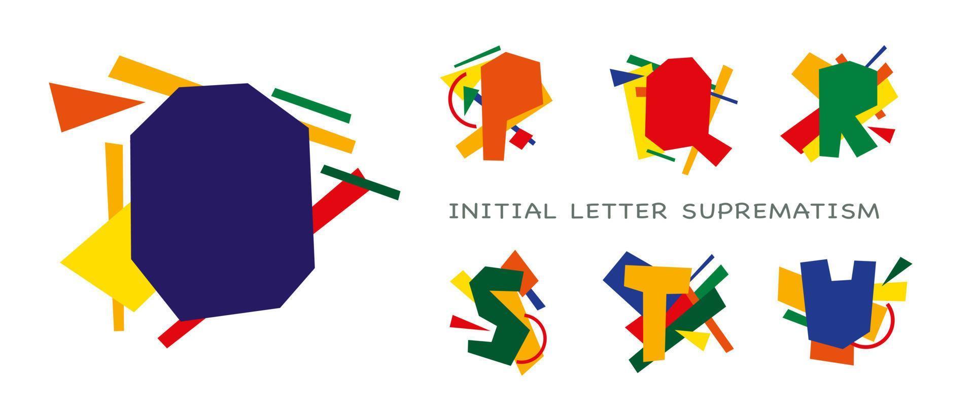 Set of latin letters in the style of avant-garde, suprematism, constructivism. vector