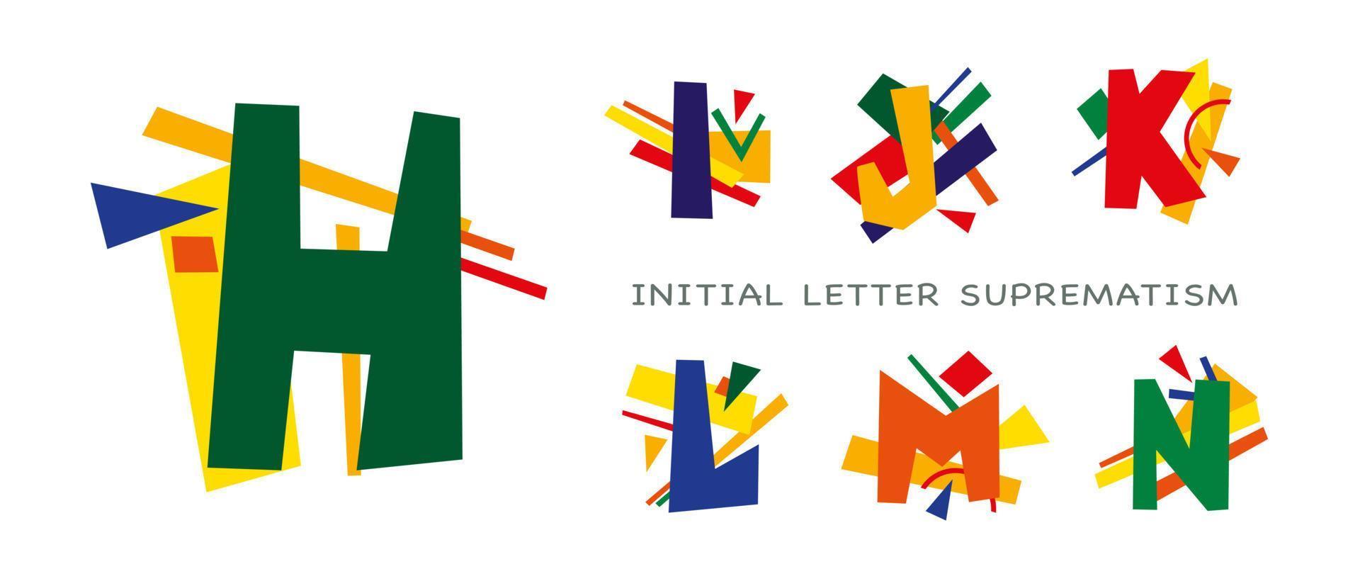 Set of latin letters in the style of avant-garde, suprematism, constructivism. vector