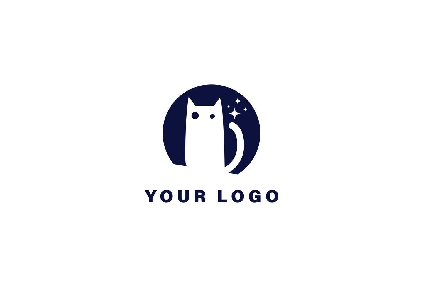 Cat and moon logo design Template vector
