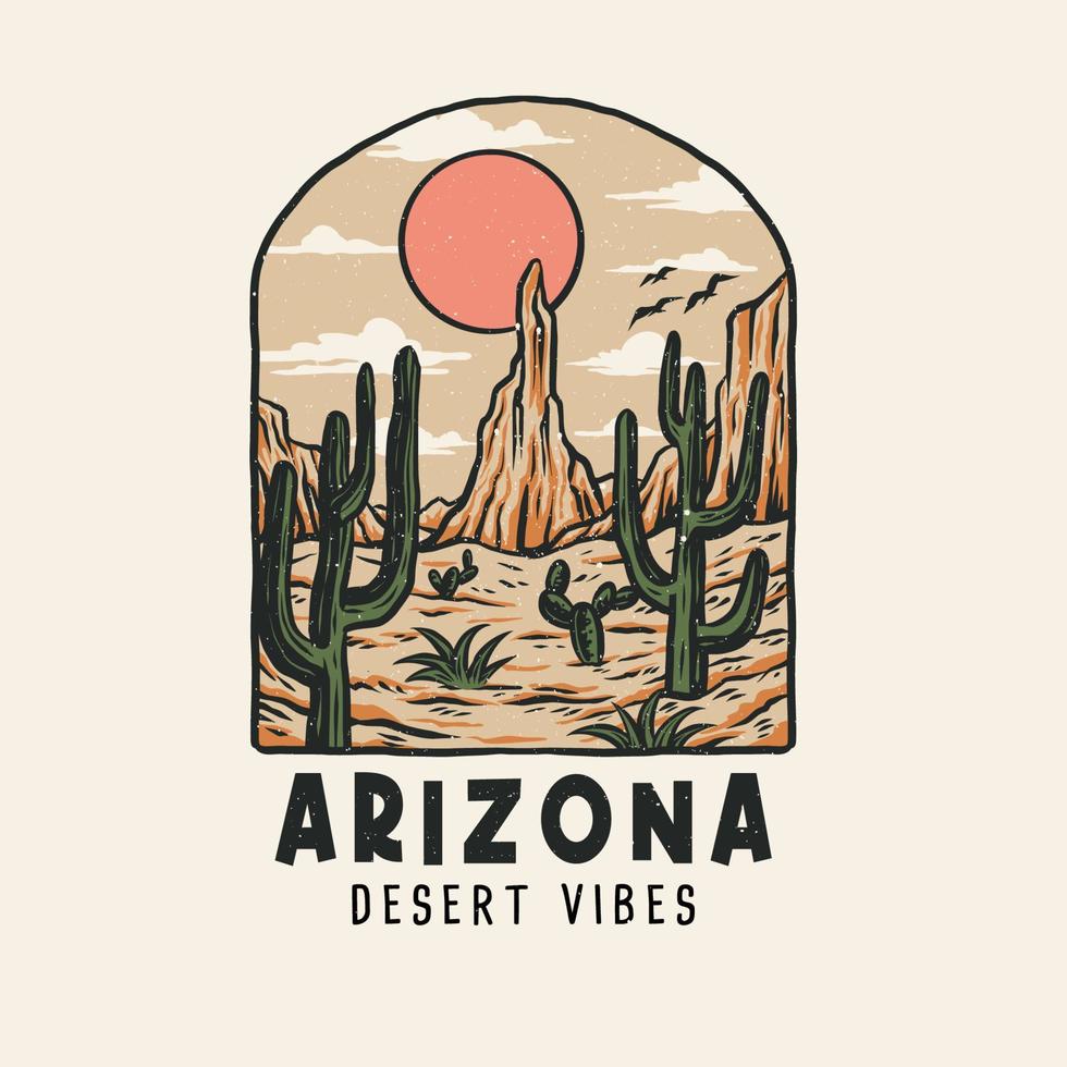 arizona desert vibes diseño gráfico, estilo de línea dibujada a mano con color digital, ilustración vectorial vector
