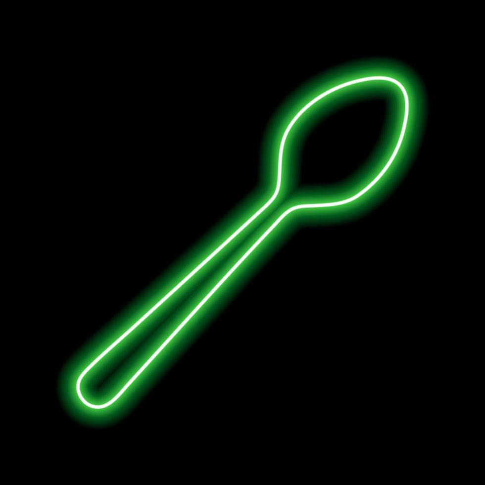 Neon green spoon silhouette on a black background vector