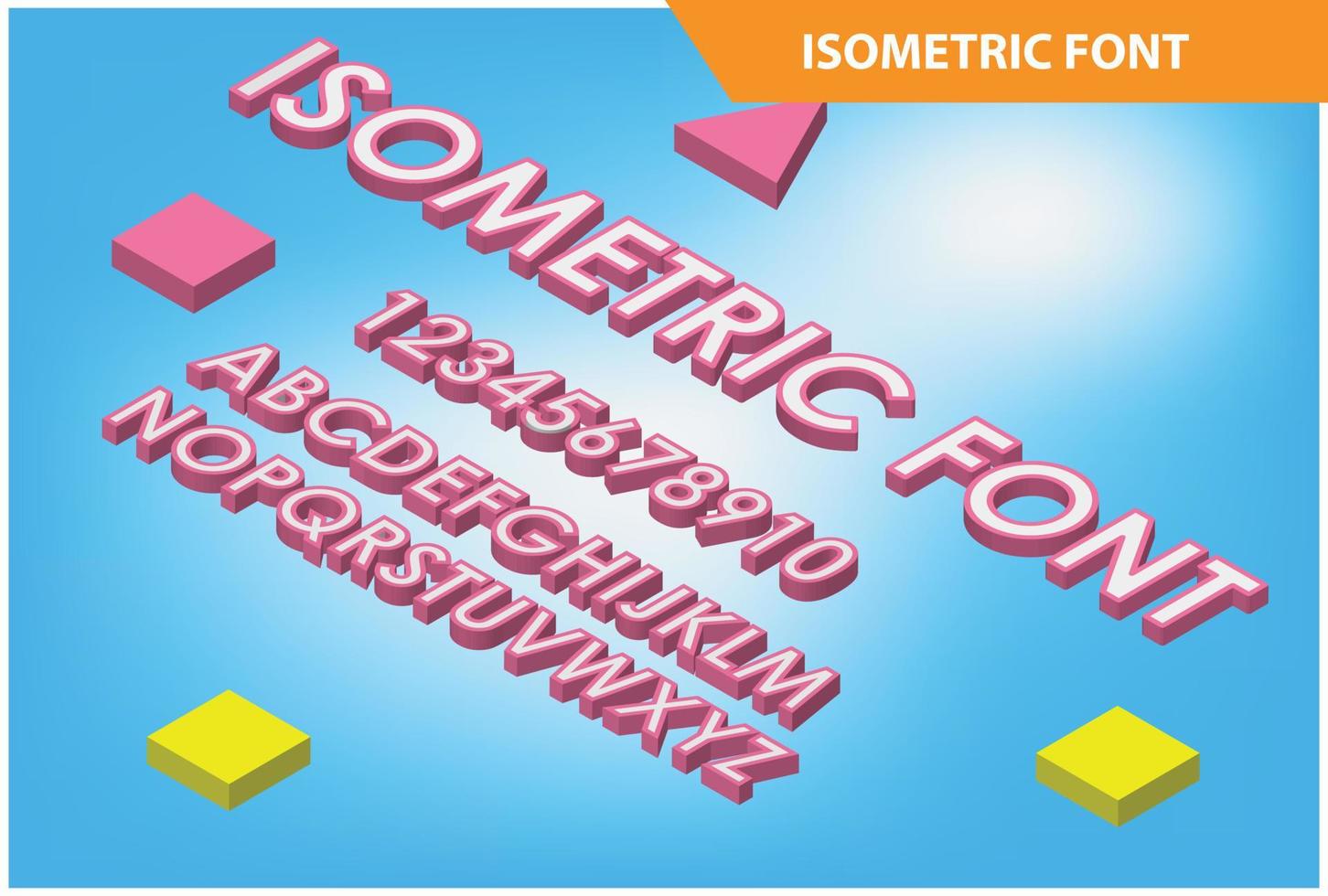 fuente de alfabeto isométrica moderna. Letras de efecto 3d, números, adecuados para diagramas, infografías, activos de juegos y otros activos relacionados con gráficos vector