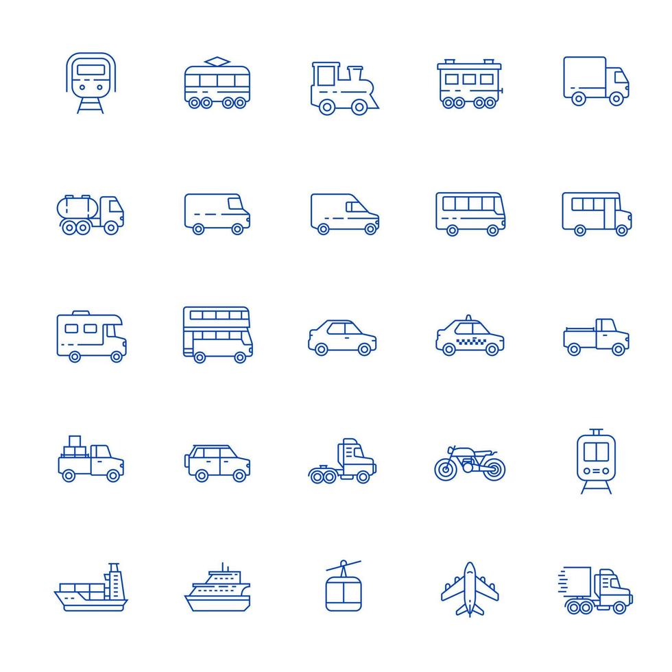 Transportation vehicle icon in outlined style. Suitable for design element of public transportation, traffic sign, and various types of vehicle symbol collection. vector