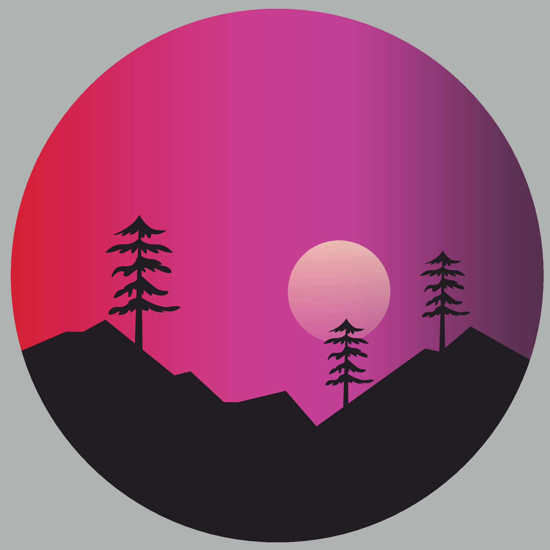 Sunset simple design made in a circle with a purple background 12974739