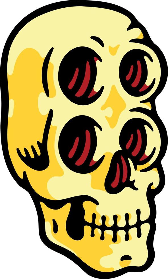 Colored Skull on white background, vector illustration, icon graphic badge design tattoo Halloween