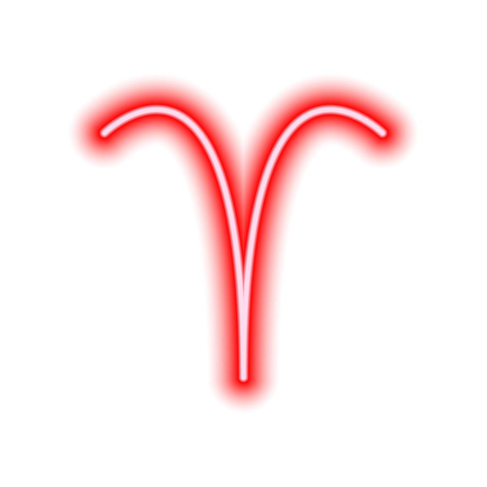Red neon zodiac sign Aries on white. Predictions, astrology, horoscope