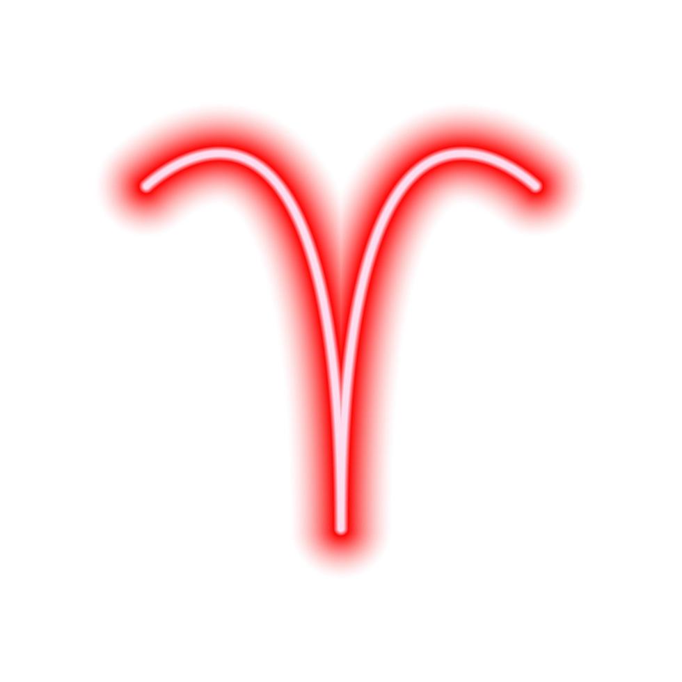 Red neon zodiac sign Aries on white. Predictions, astrology, horoscope. vector