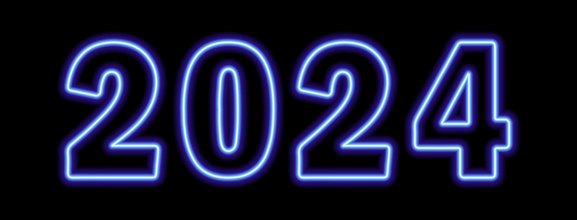 Blue neon colored 2024 year isolated on black 12974852 Vector Art at