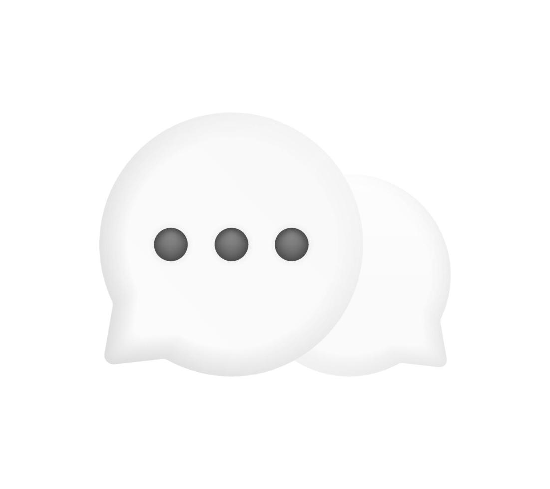 3D white speak bubble text, chatting box, message typing realistic vector illustration design.
