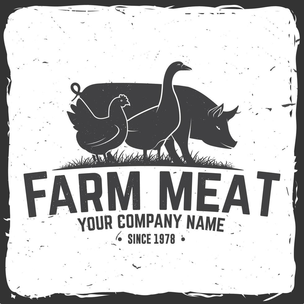 Farm Meat Badge or Label. Vector illustration.