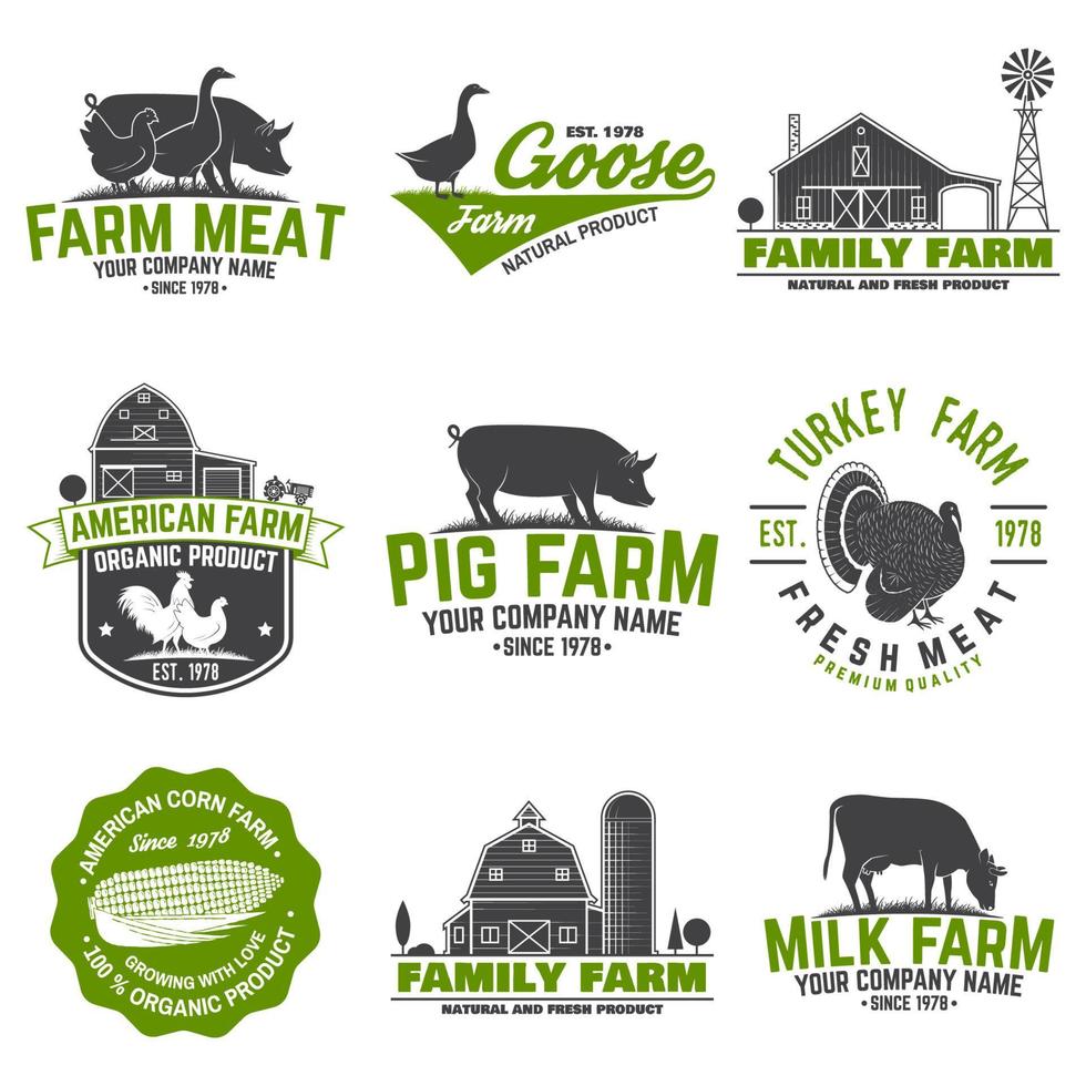 American Farm Badge or Label. Vector illustration.