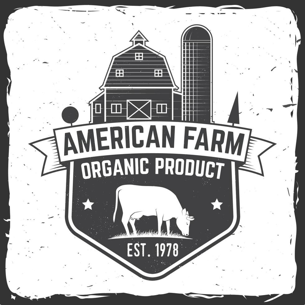 American Farm Badge or Label. Vector illustration.