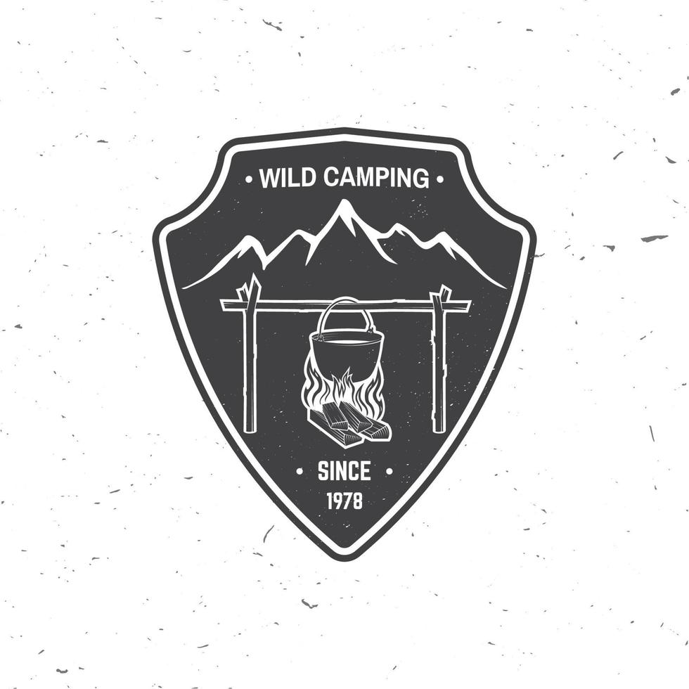Wild camping extreme adventure . Vector illustration.