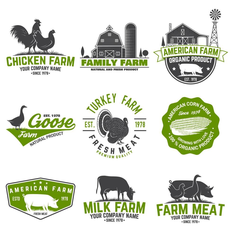 American Farm Badge or Label. Vector illustration.