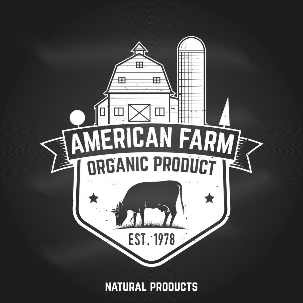 American Farm Badge or Label. Vector illustration.