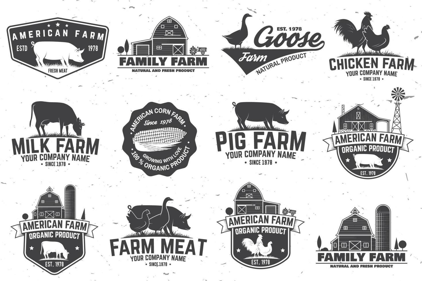 American Farm Badge or Label. Vector illustration.