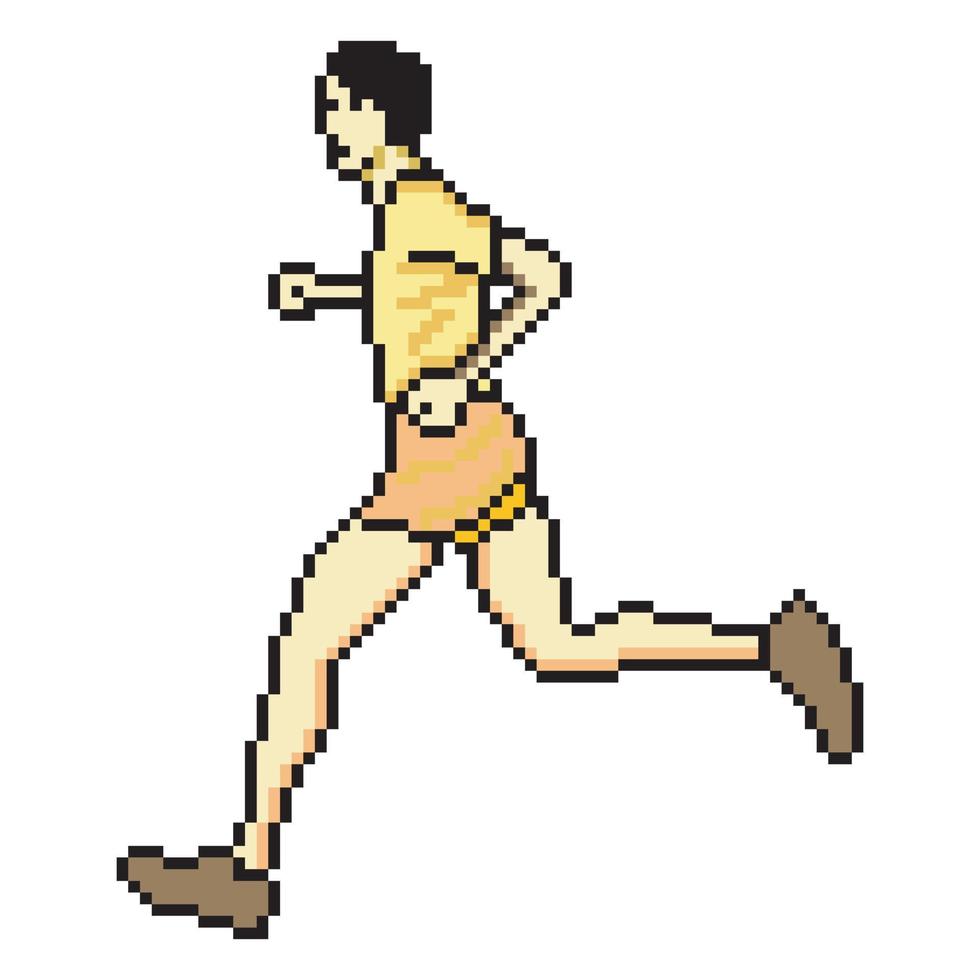 Man runner running with pixel art. vector