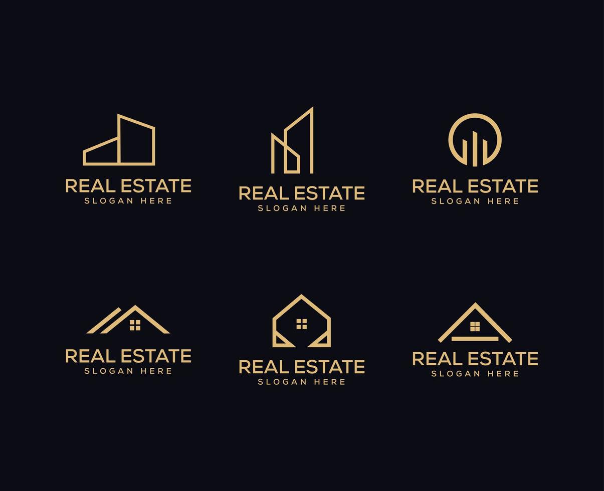 logotipo de bienes raíces de lujo conjunto vector libre