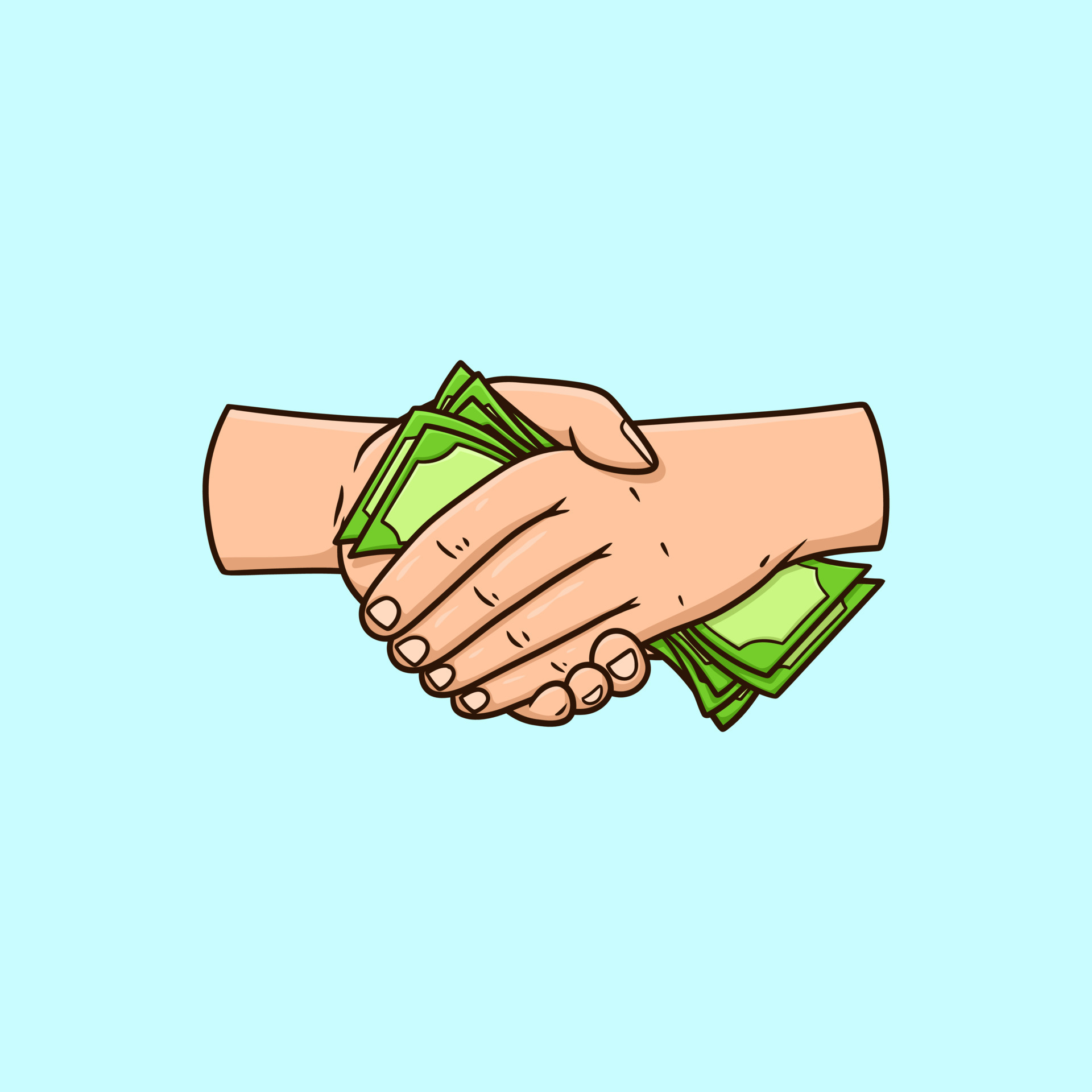Handshake Money Bribe Cartoon Vector Illustration 12975258 Vector Art at  Vecteezy