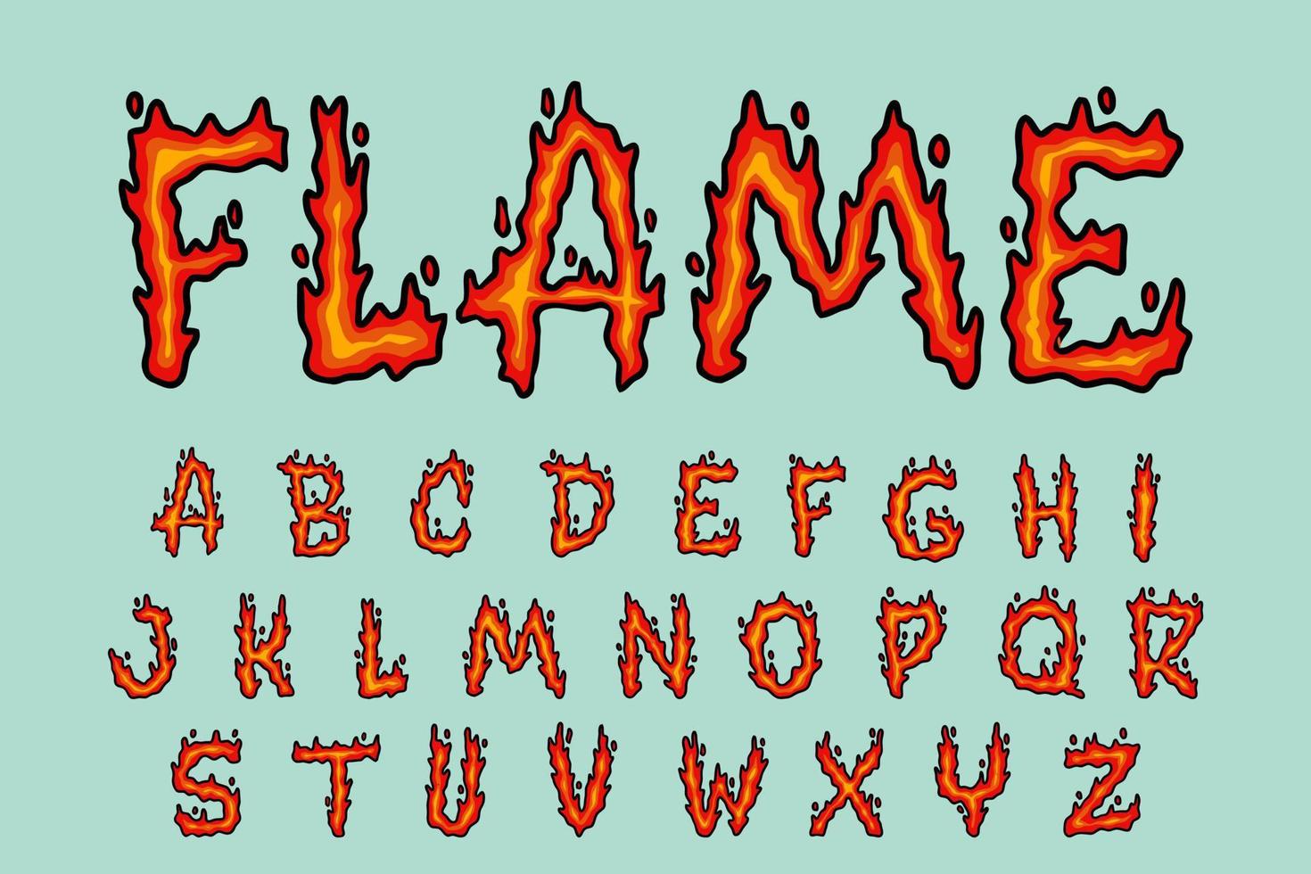 llama alfabeto fuego graffiti texto vector letras