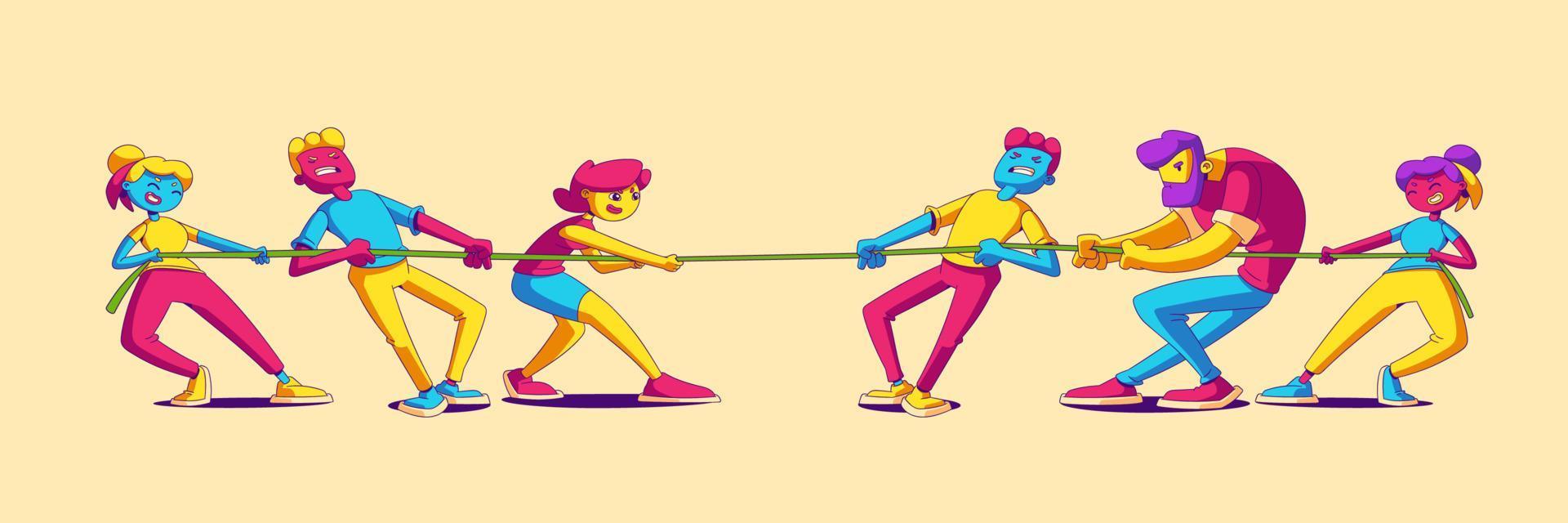 Business teams tug of war battle, competition vector