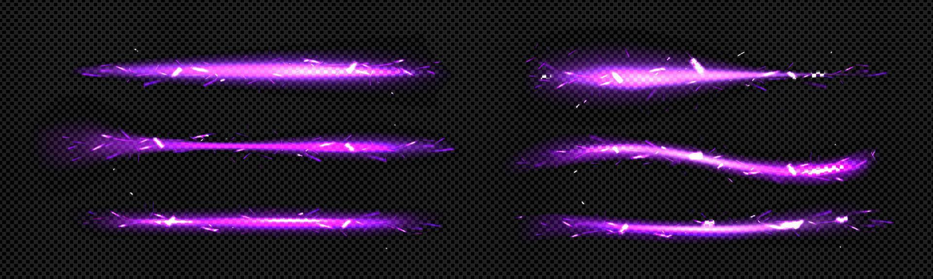 Purple fire lines with light sparks, cracker trail vector
