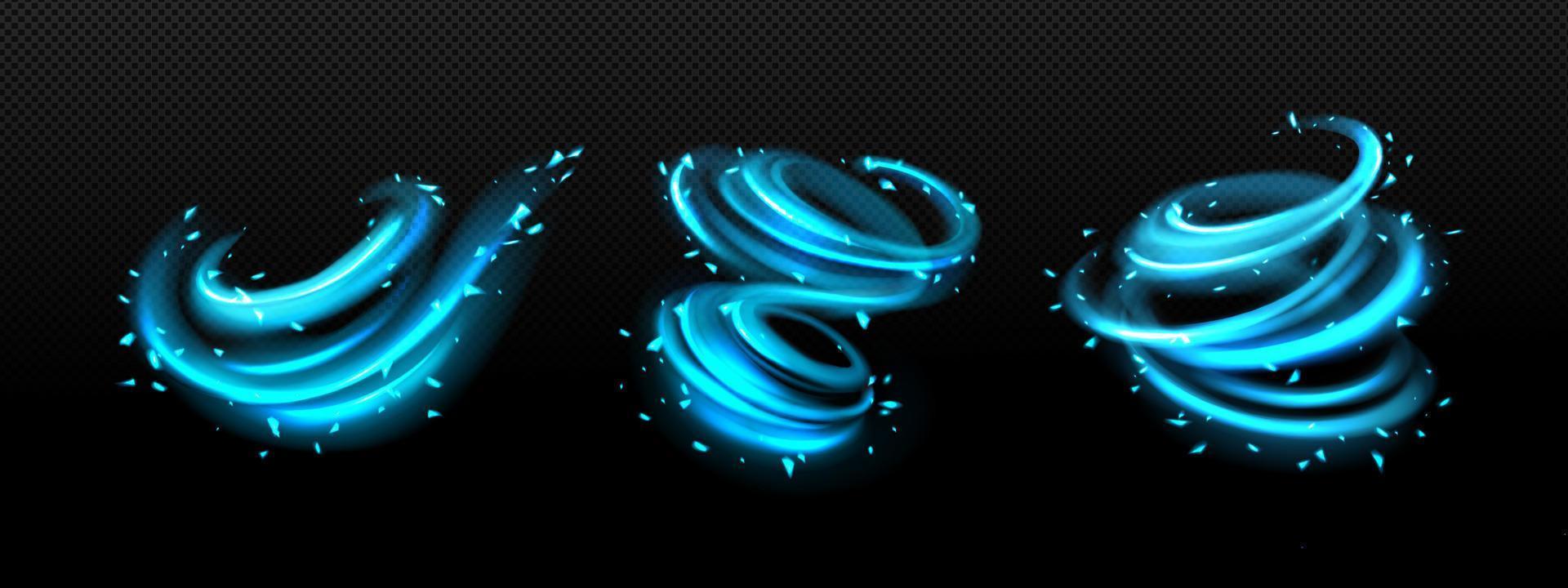 Abstract blue swirls, tornado wind effect vector