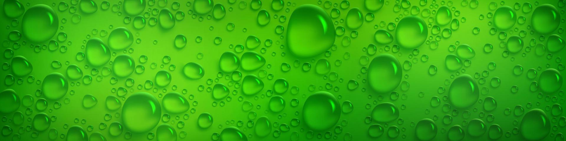 gotas de agua de condensación sobre fondo verde, lluvia vector