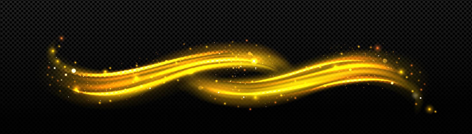 Magic yellow light swirl sparkling, png background vector